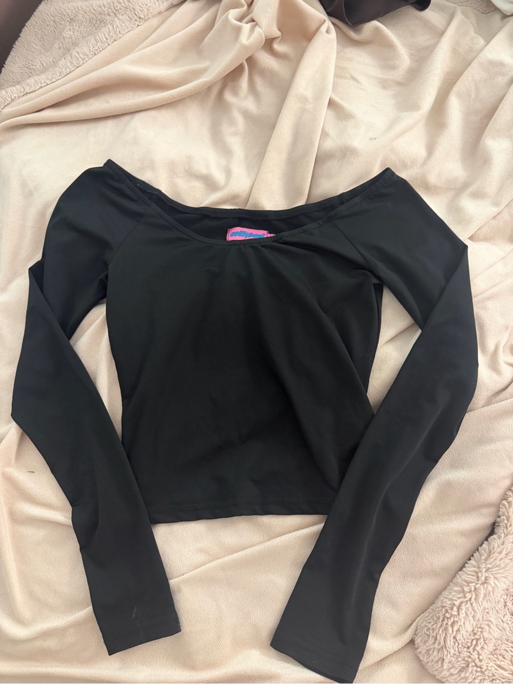 Edikted Black Off-Shoulder Long Sleeve Top